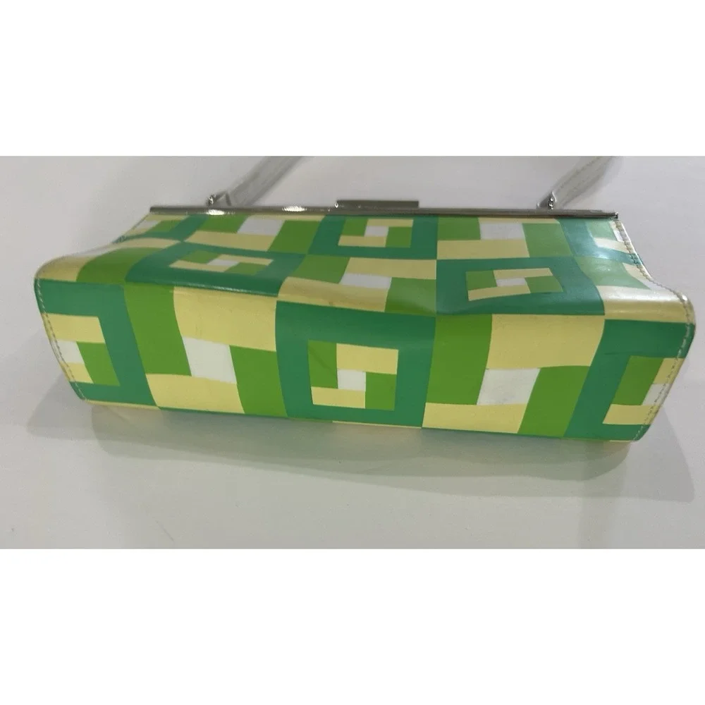 Vintage Claires Icing‎ Y2K Mini Shoulder Bag Purse Kiss Lock Green Geo 00s Bratz